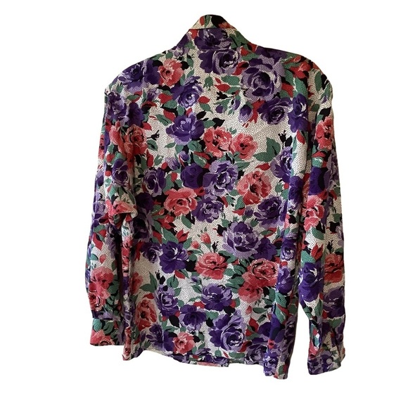 Bleyle Y2K Purple Red Green Floral Button-Up Blouse Polka Dots Fairycore L/XL - Picture 2 of 7